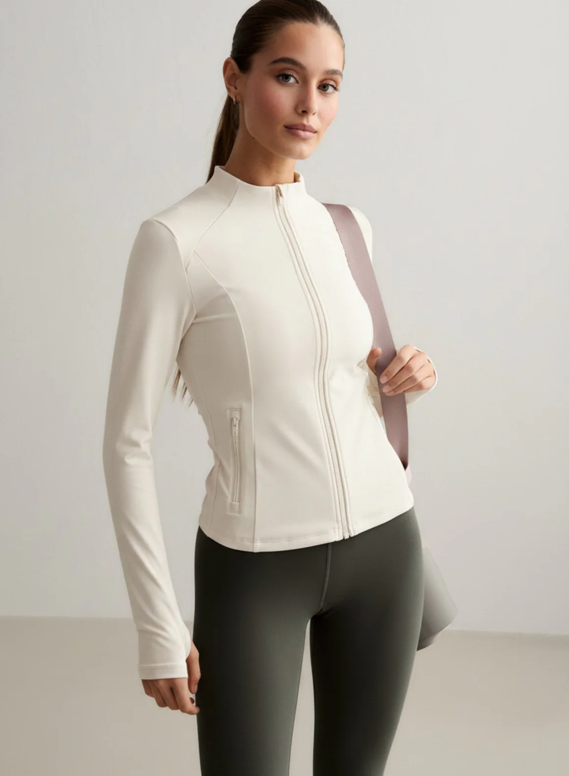 Almond White Sense Zip Jacket
