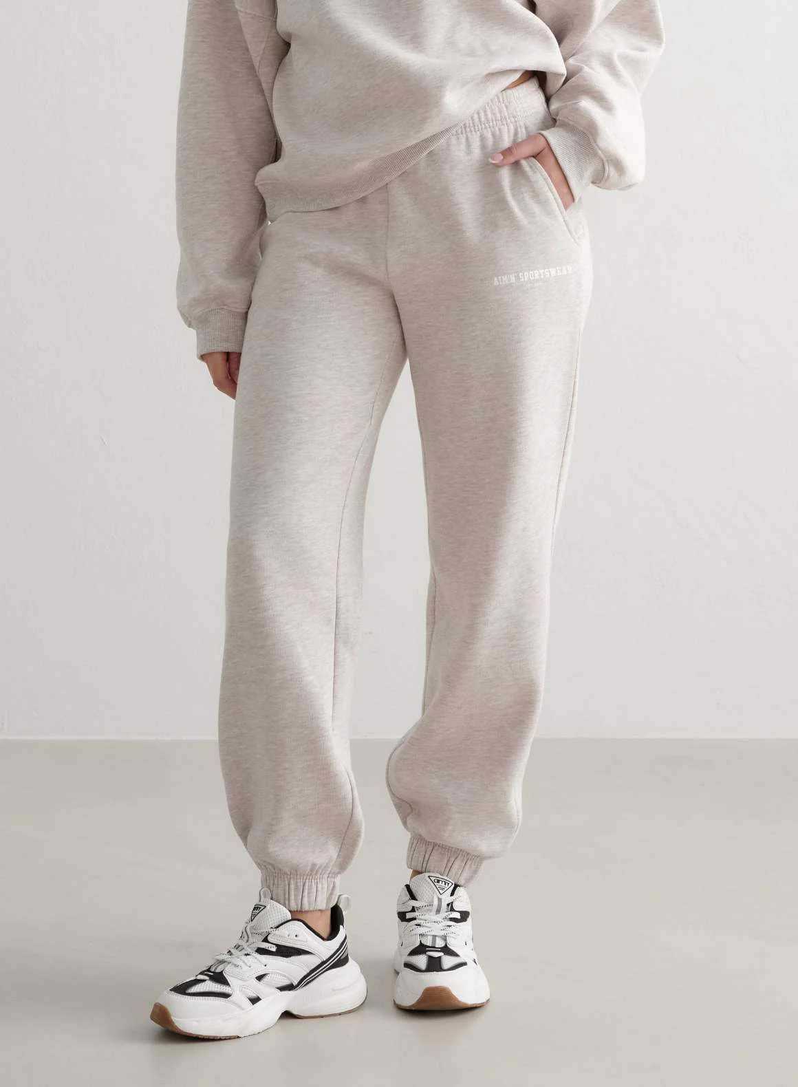Beige Melange Classic Sweatpants - Image 3