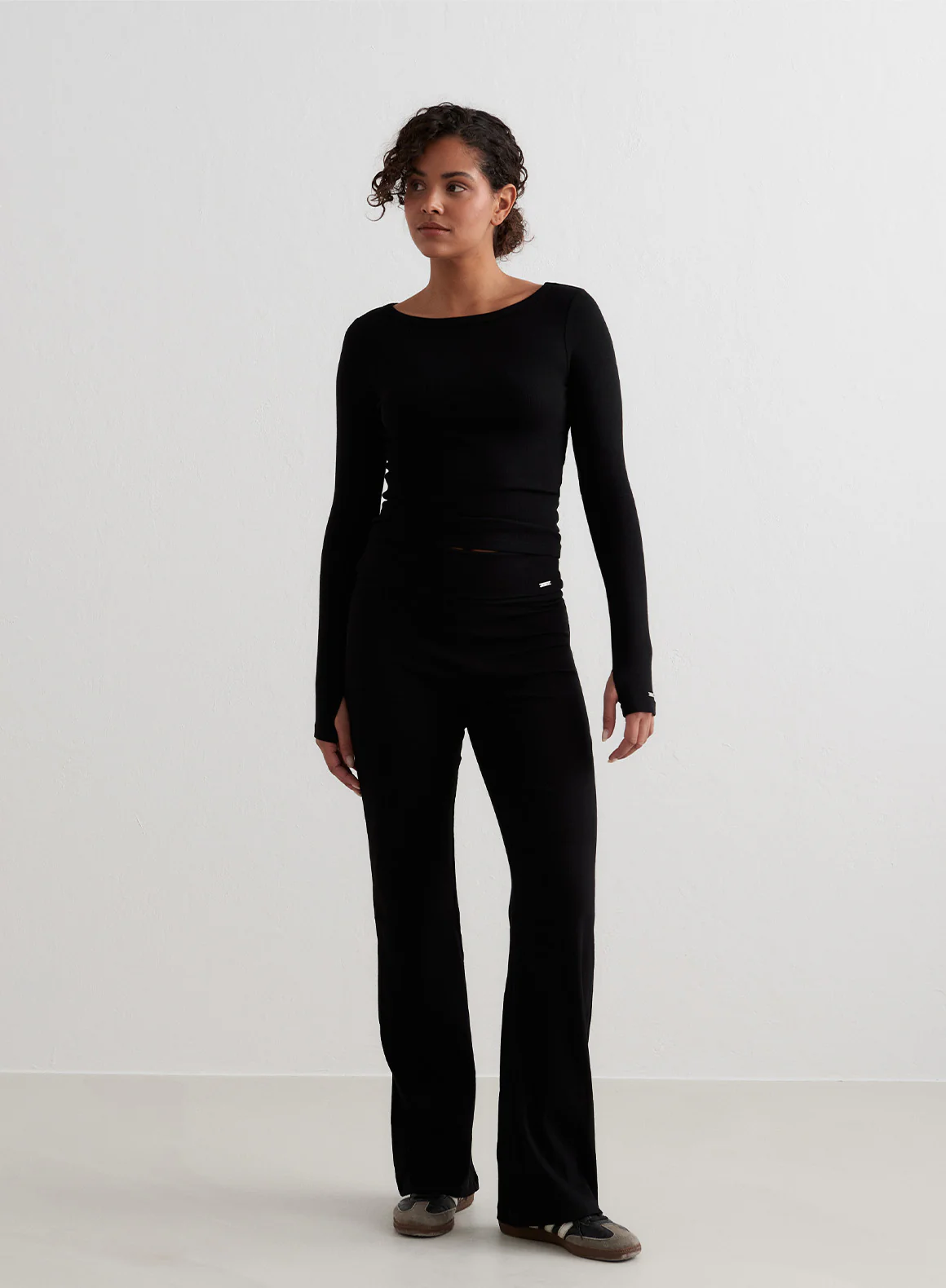 Black Ease Ribbed Long Sleeve Top - Image 4