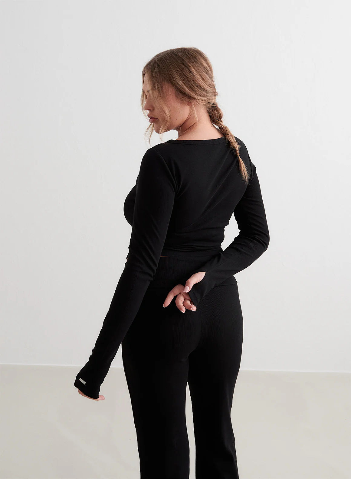 Black Ease Ribbed Long Sleeve Top - Image 5