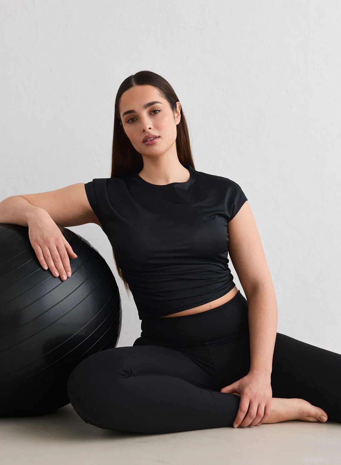 Black Luminous Draped Short Sleeve