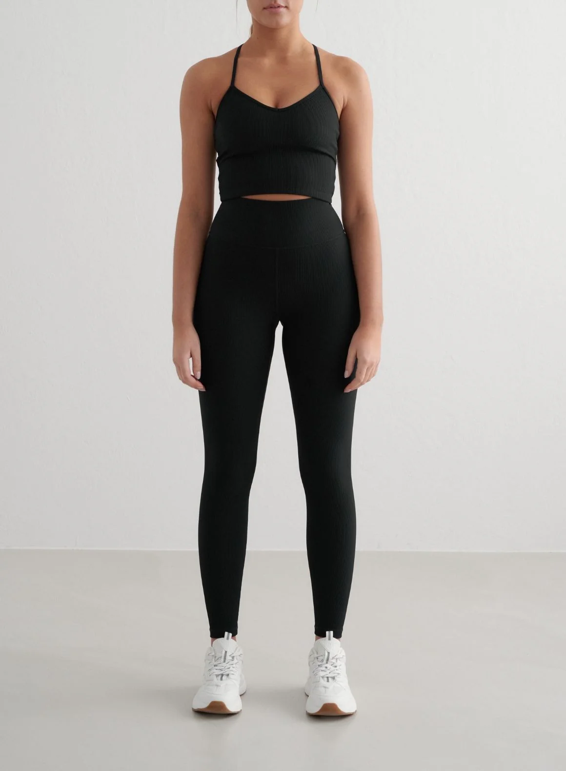 Black Ribbed Performance Tights - Image 2