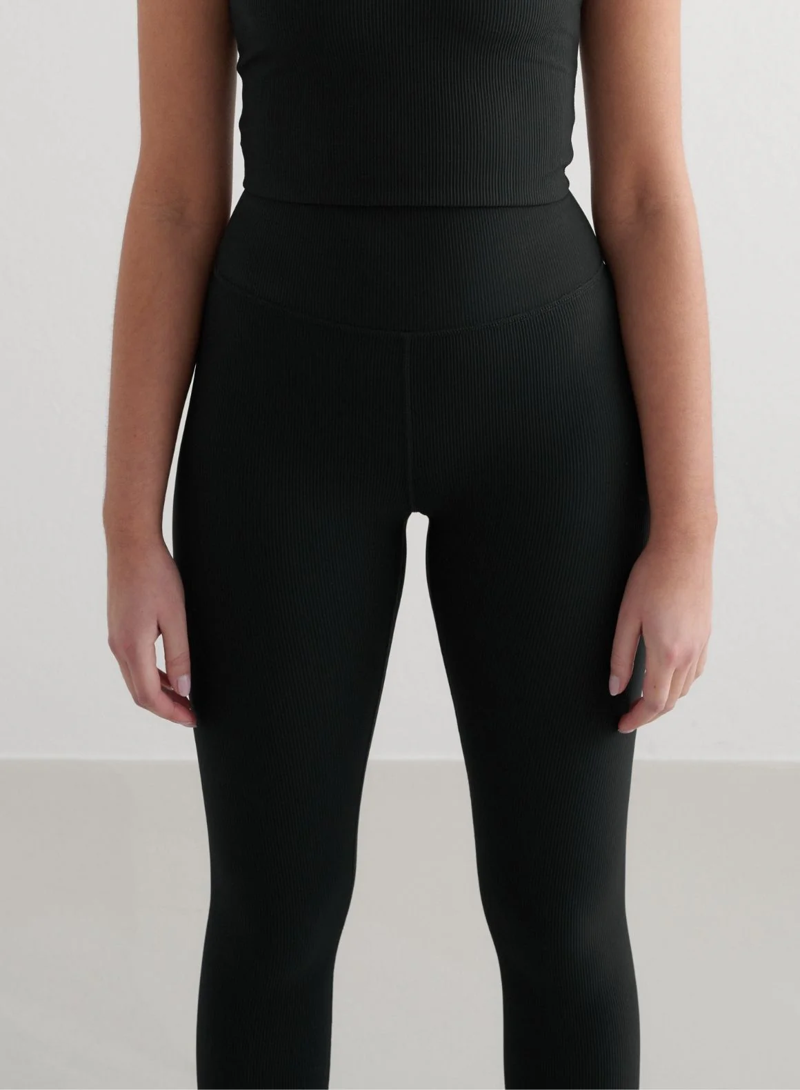Black Ribbed Performance Tights - Image 3