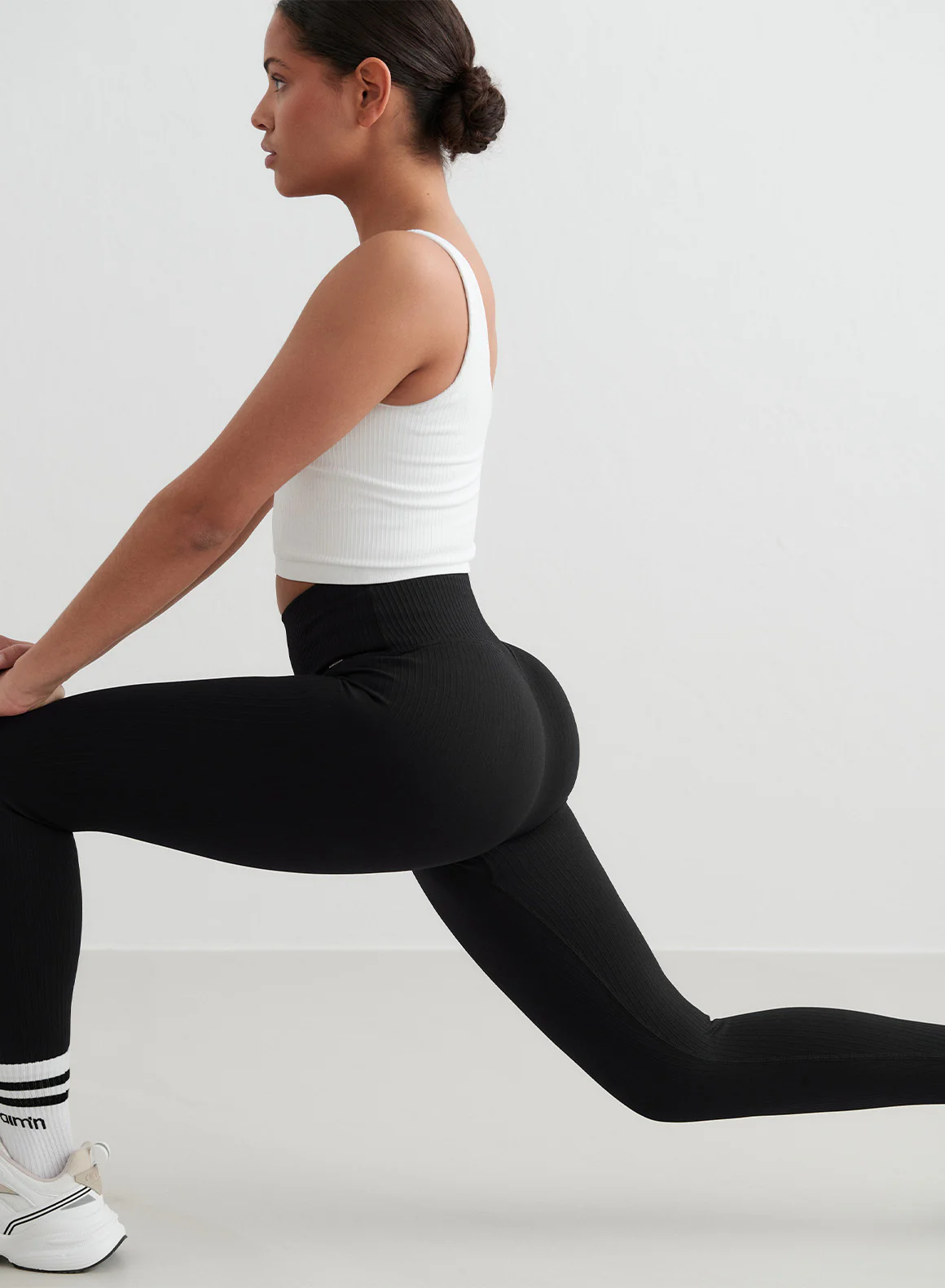 Black Ribbed Seamless Tights - Image 188