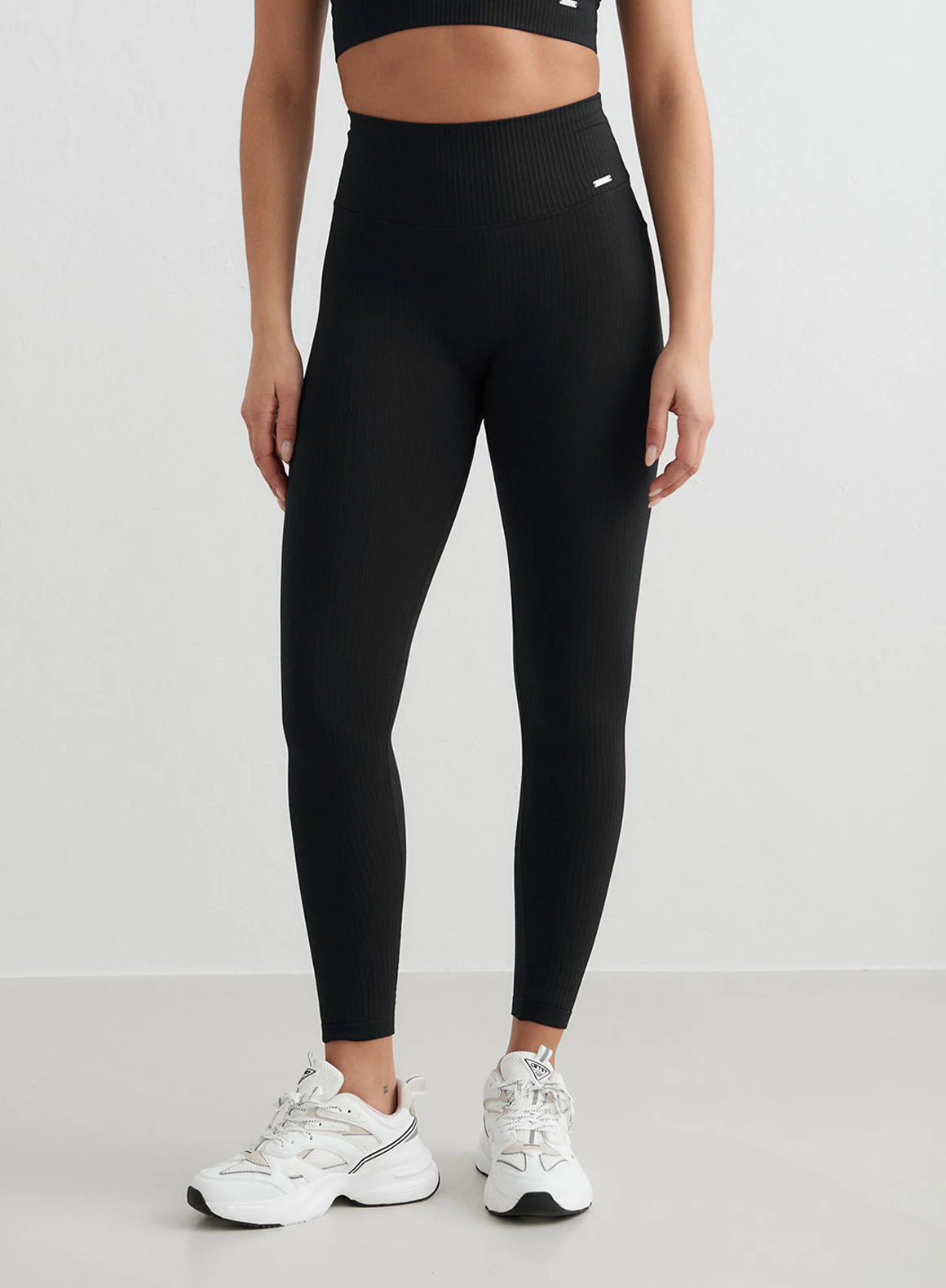Black Ribbed Seamless Tights - Image 24