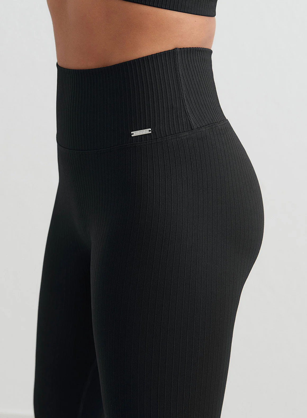 Black Ribbed Seamless Tights - Image 299