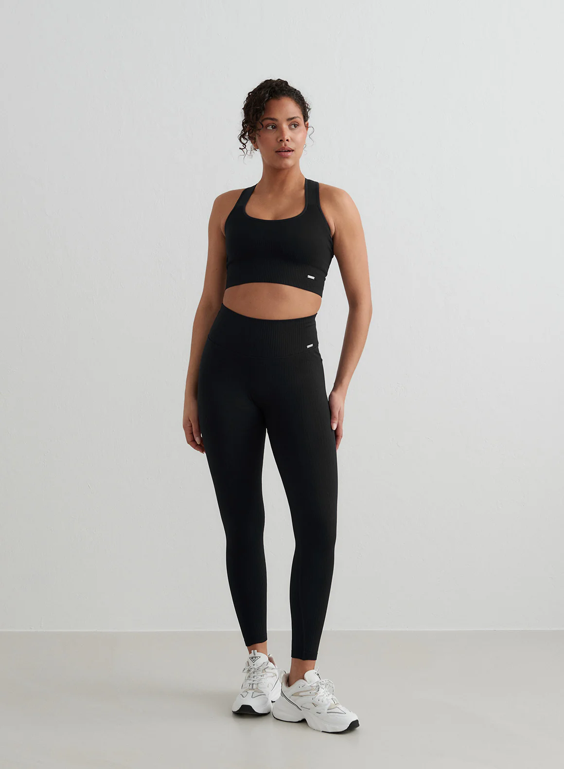 Black Ribbed Seamless Tights - Image 314