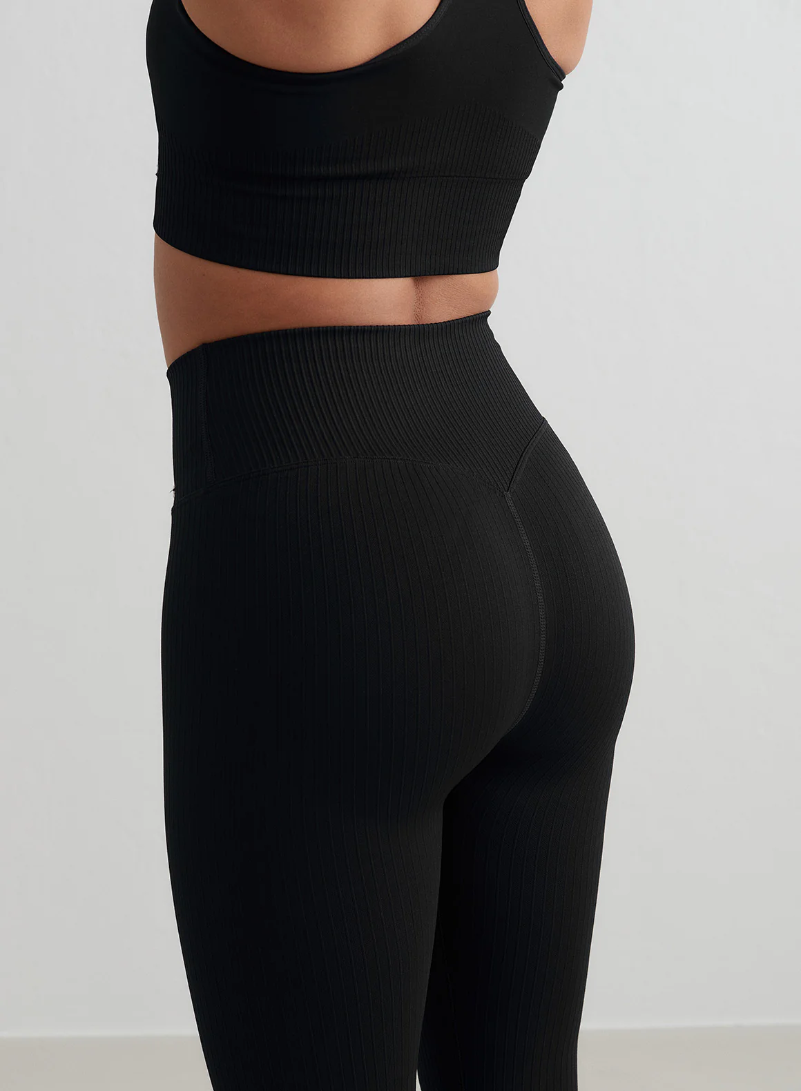 Black Ribbed Seamless Tights - Image 68