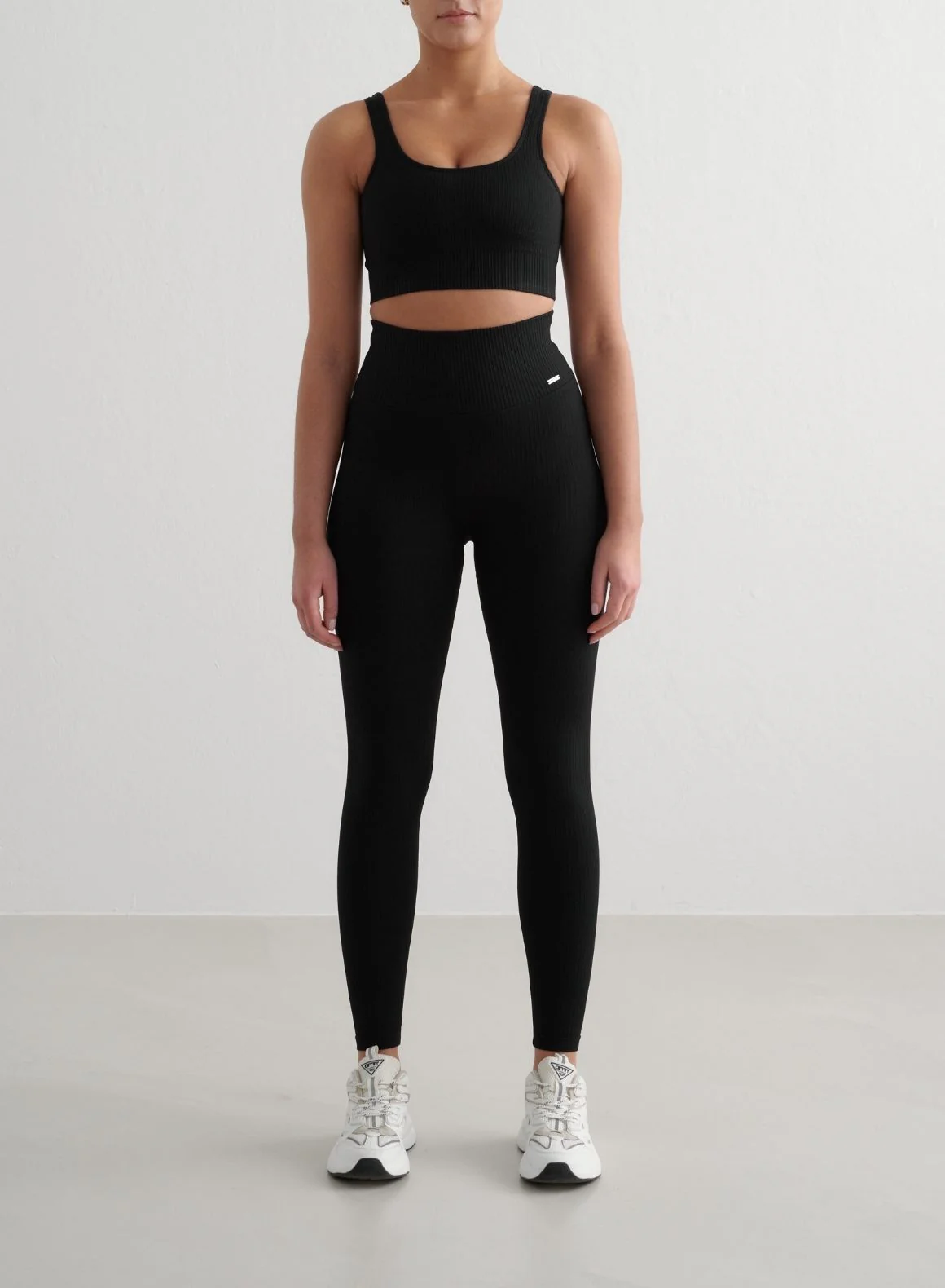 Black Ribbed Seamless Tights - Image 7