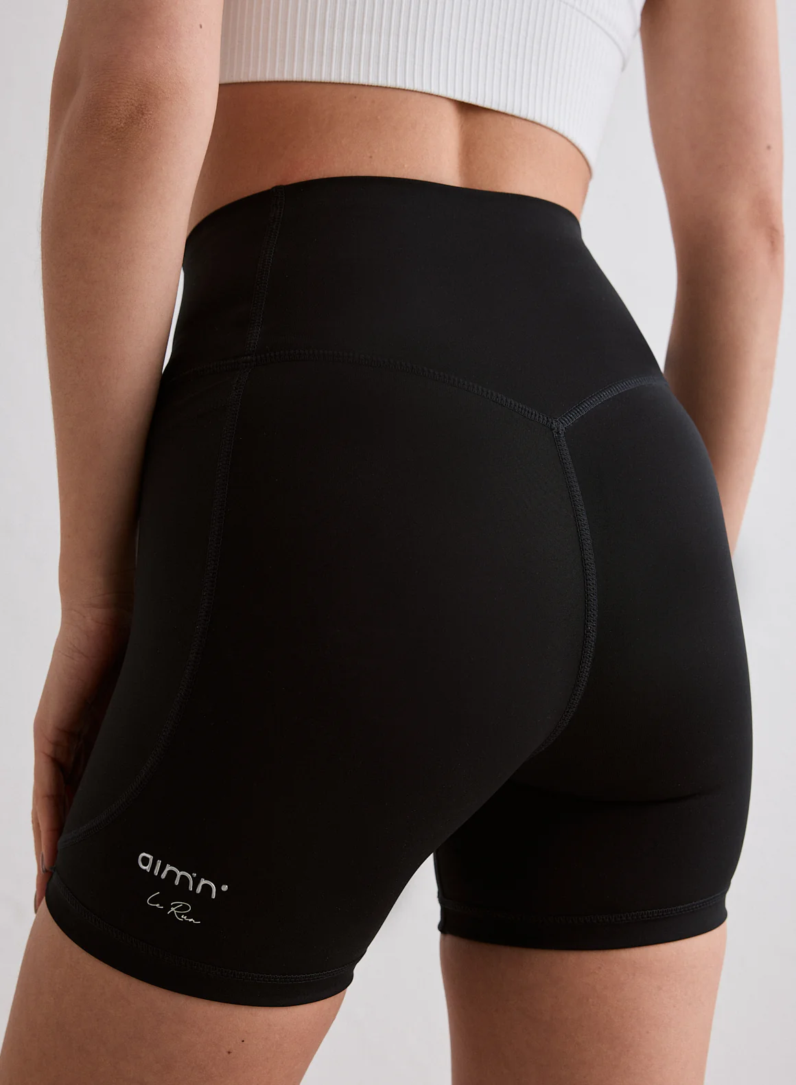 Black Running Midi Biker Shorts
