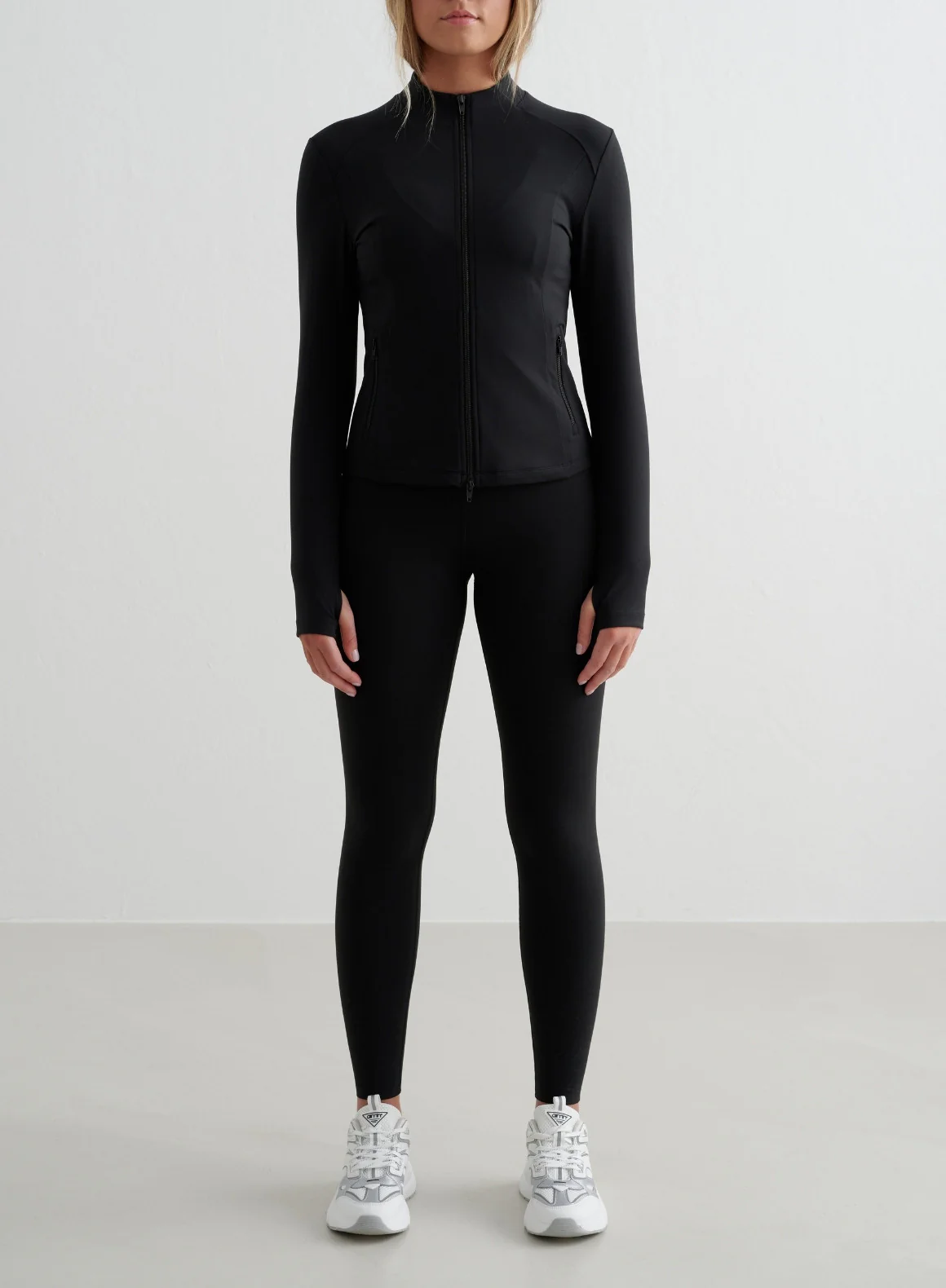 Black Sense Tights & Zip Jacket Set