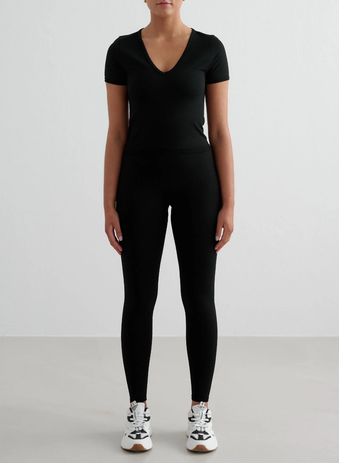 Black Shape Seamless Tights & Short Sleeve Set
