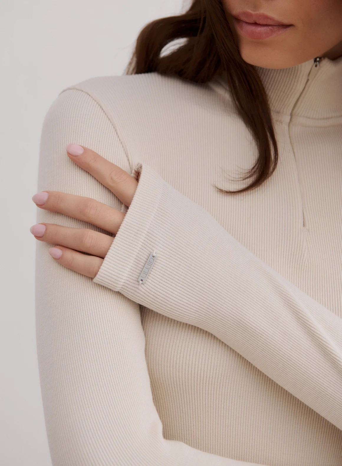 Café Au Lait Ribbed Wool Half Zip - Image 7