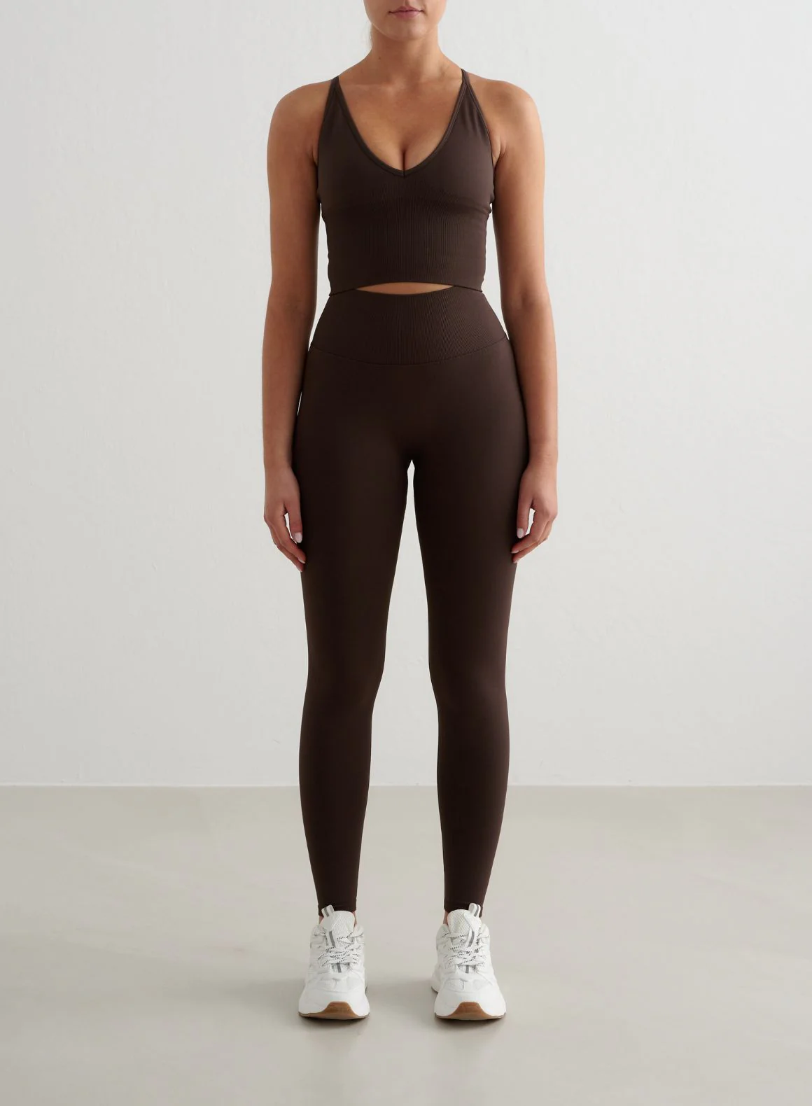 Chocolate Shape Seamless Tights & Cross Back Bralette Set
