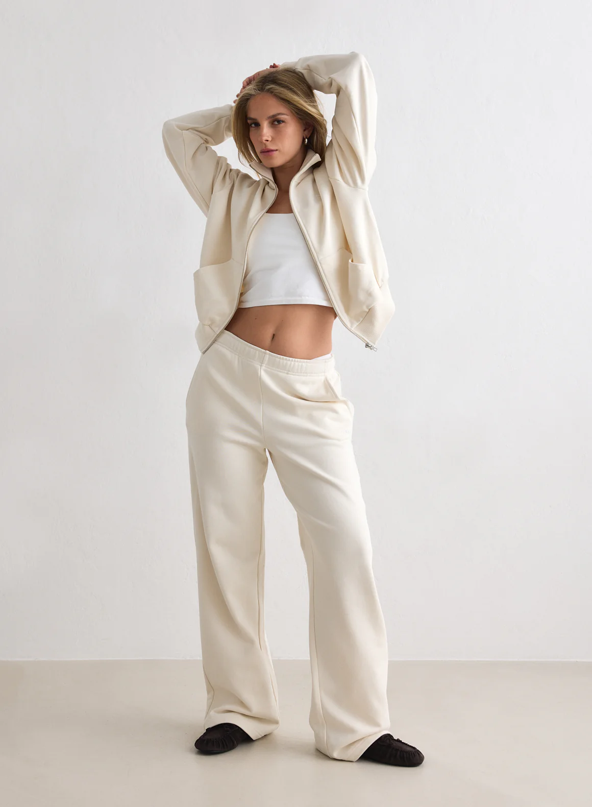 Cream Chunky Terry Sweatpants