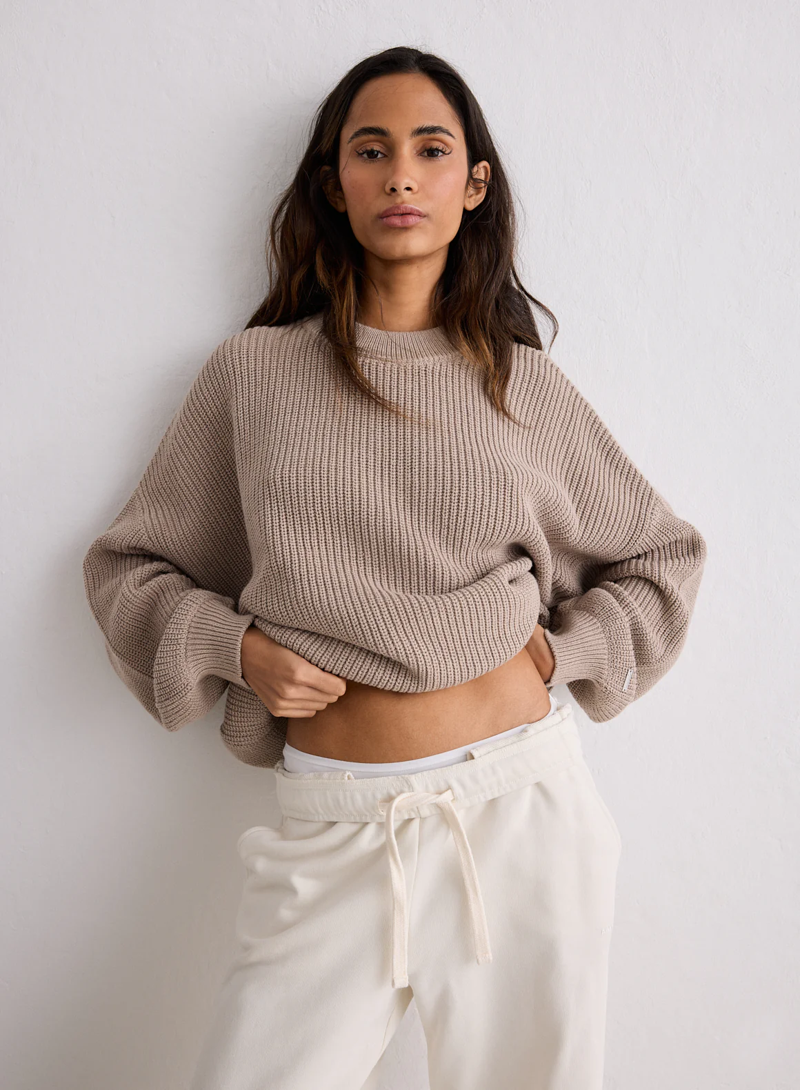 Dark Clay Knitted Sweatshirt