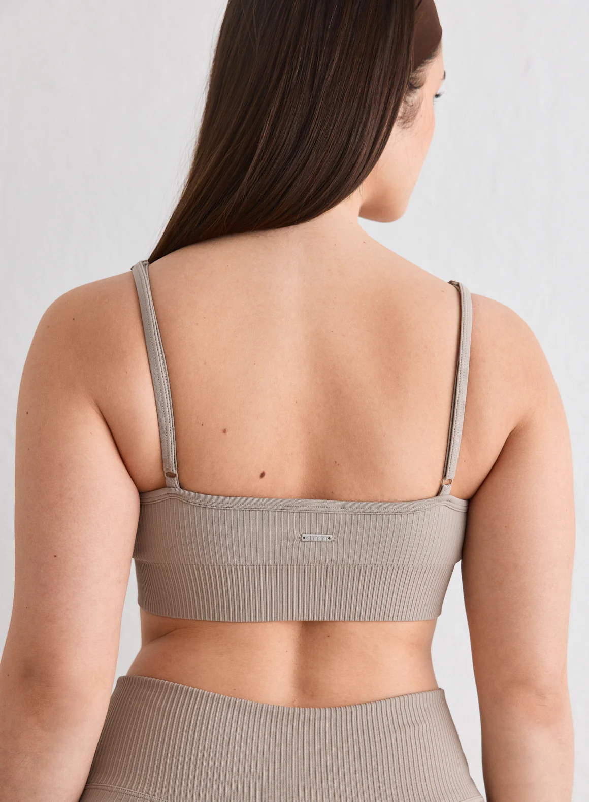 Dark Clay Ribbed Seamless Deep Cut Bra - Image 3
