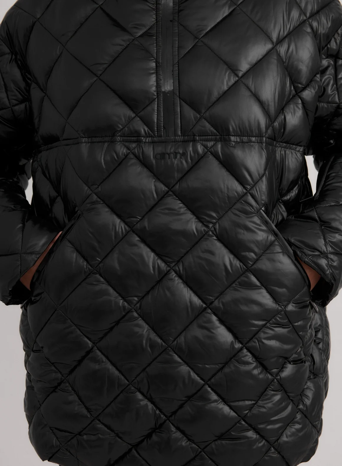 Glossy Black Luxe Quilted Anorak - Image 7