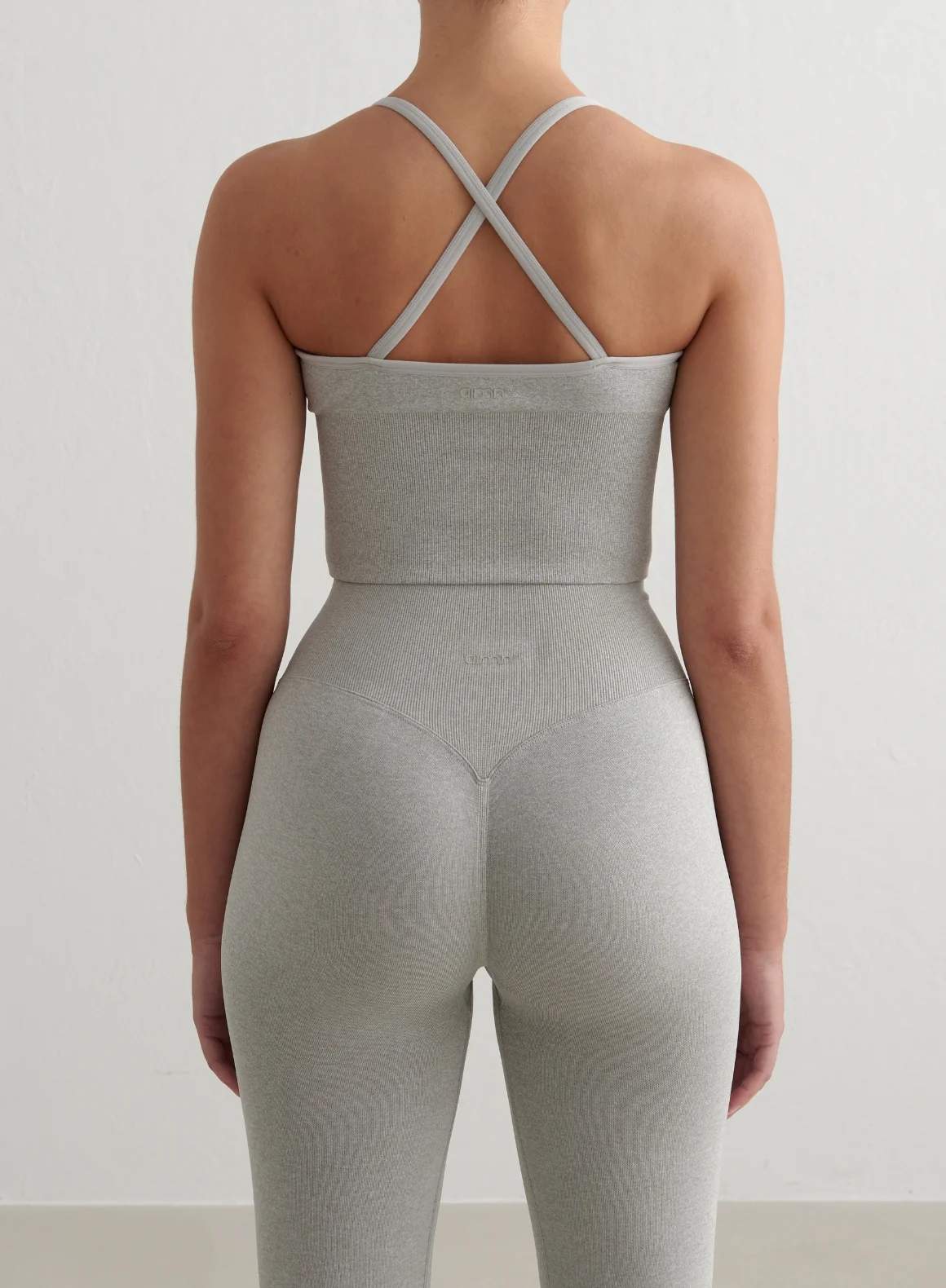 Grey Melange Shape Seamless Cross Back Bralette - Image 2
