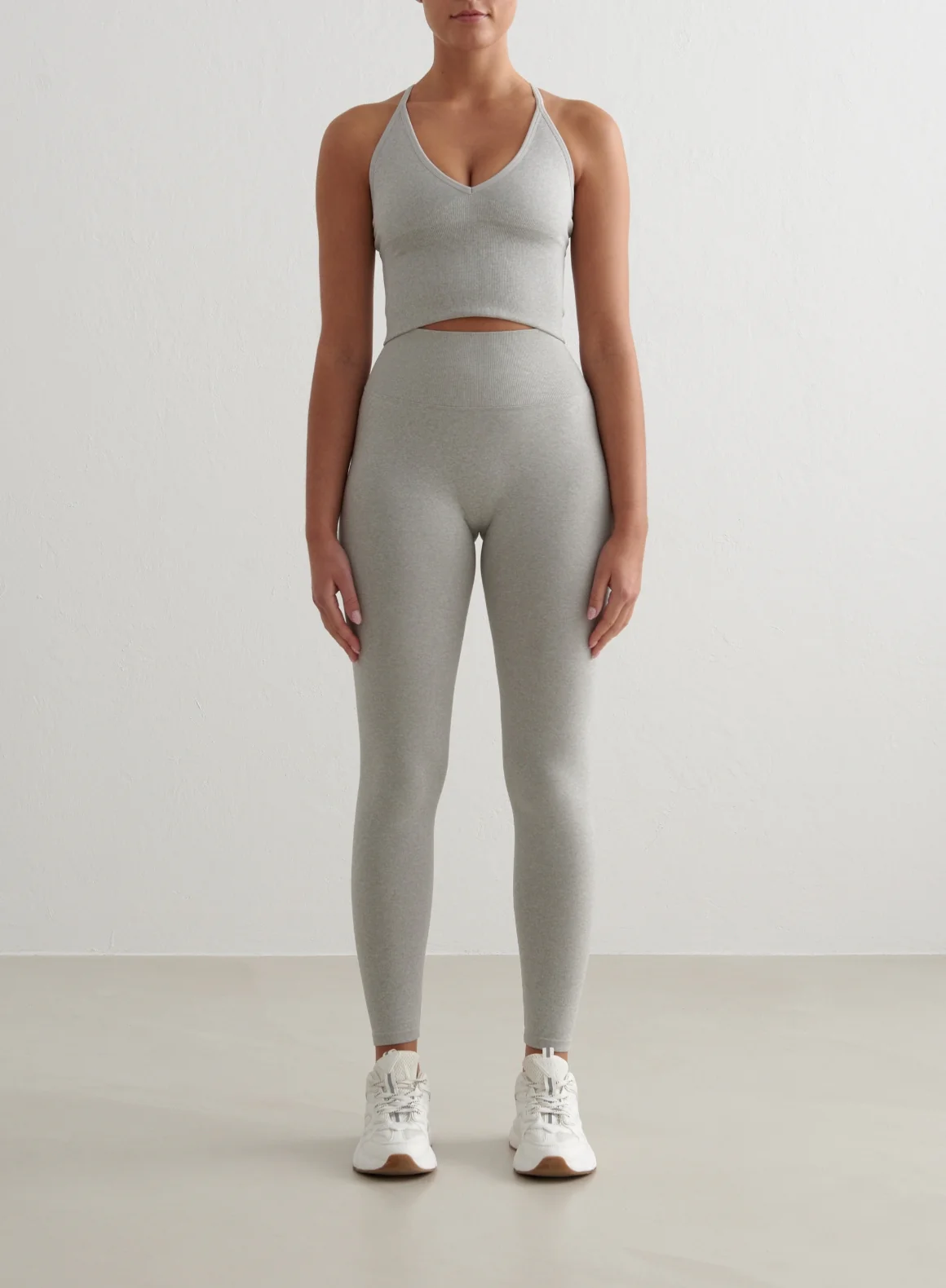 Grey Melange Shape Seamless Cross Back Bralette - Image 3
