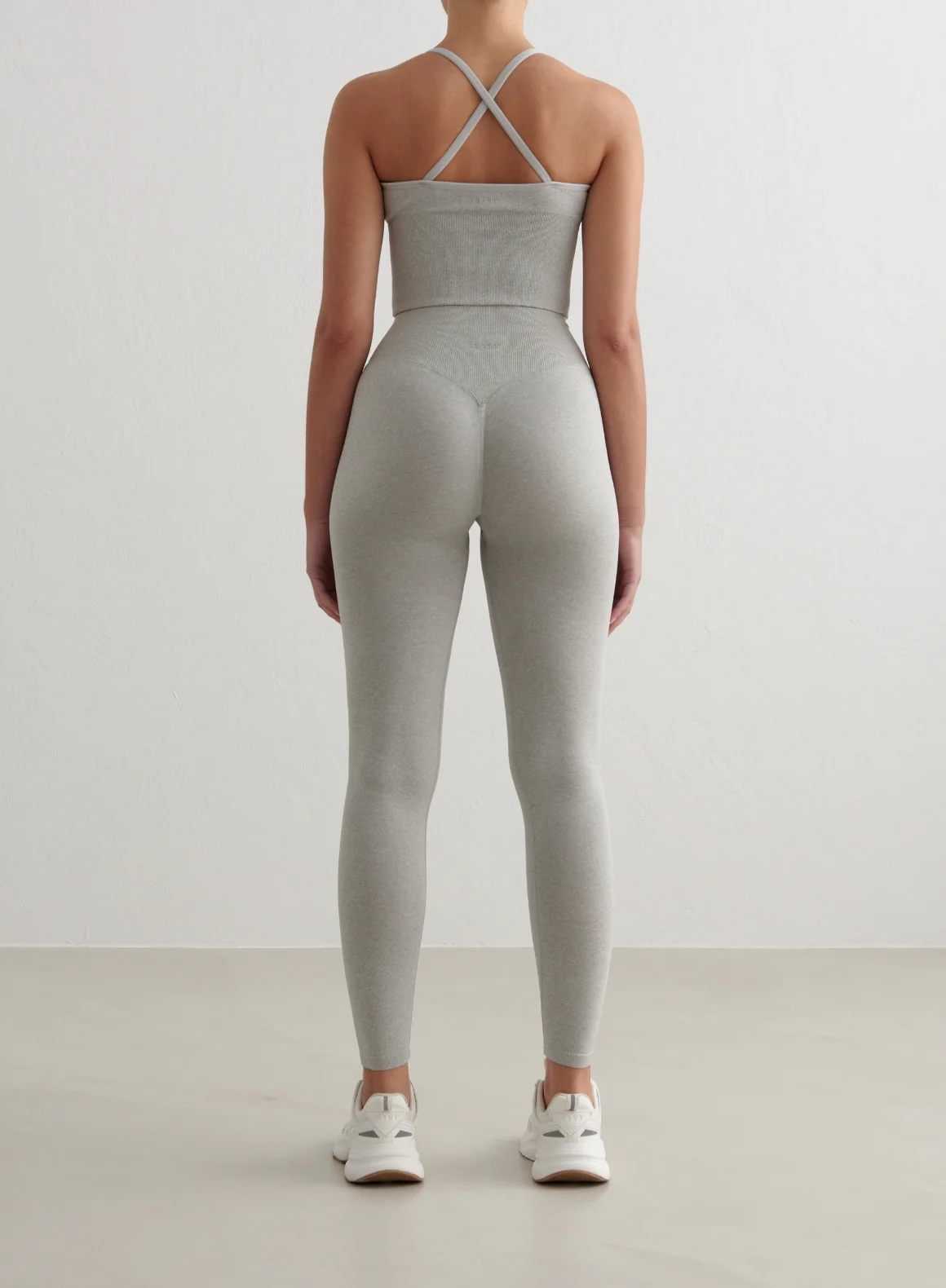 Grey Melange Shape Seamless Cross Back Bralette - Image 4