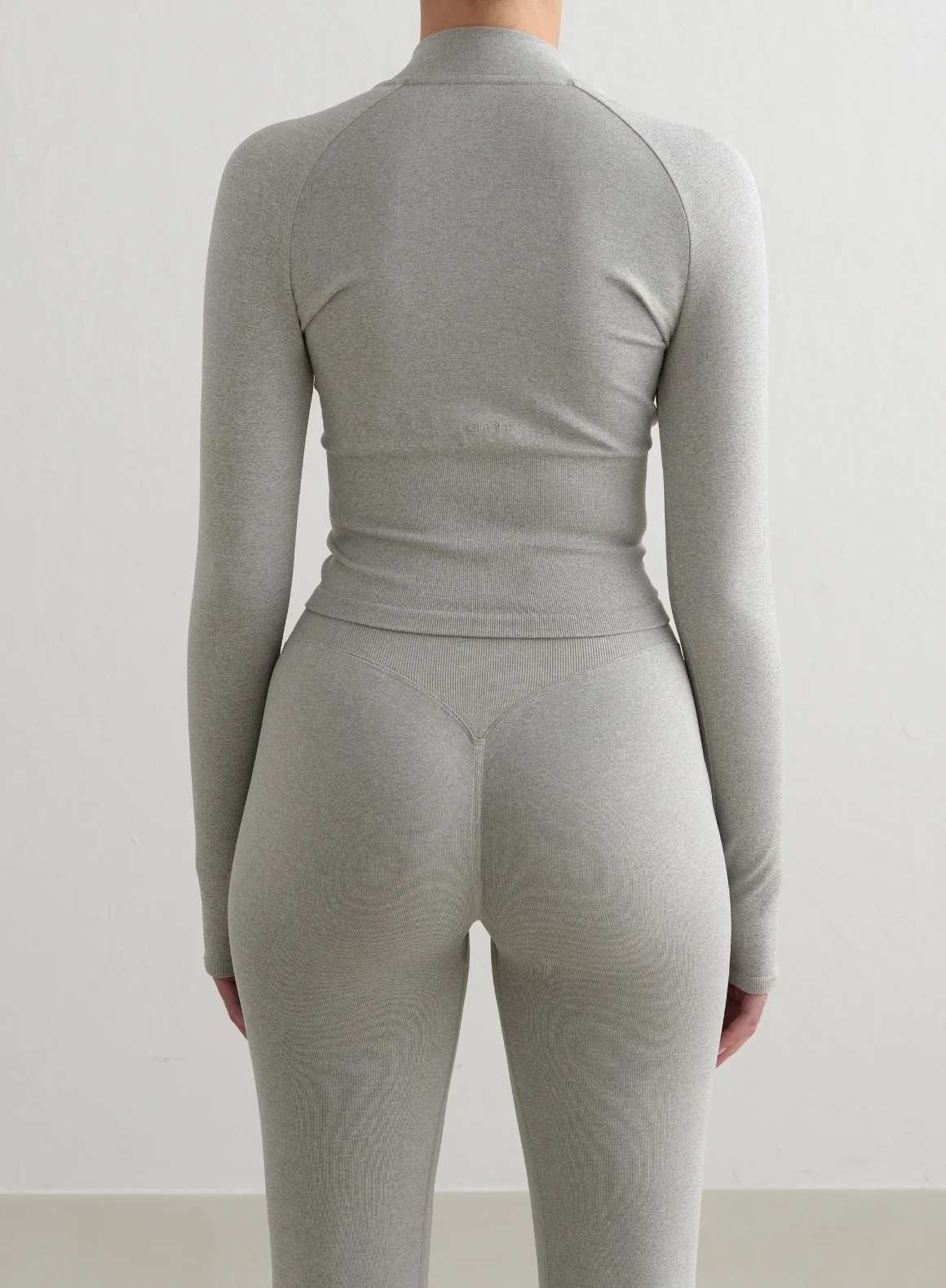 Grey Melange Shape Seamless Zip Jacket - Image 2
