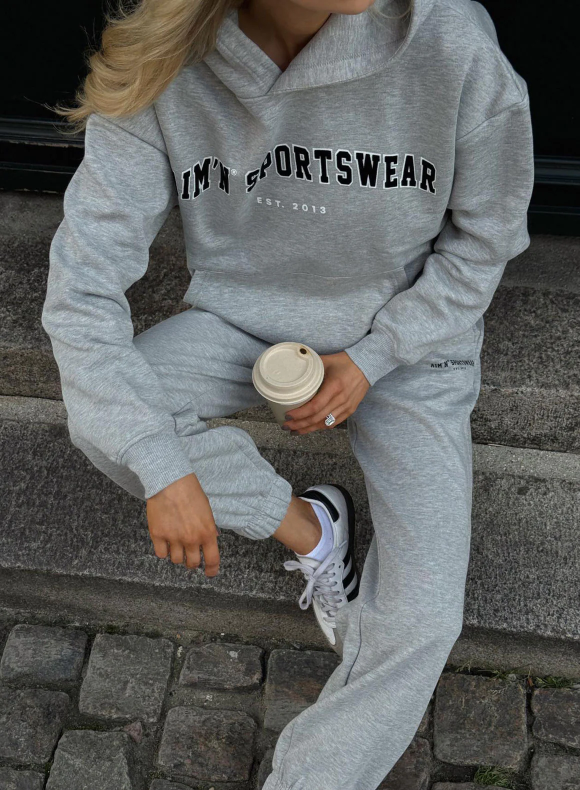 Grey Melange Varsity Classic Sweatpants - Image 2