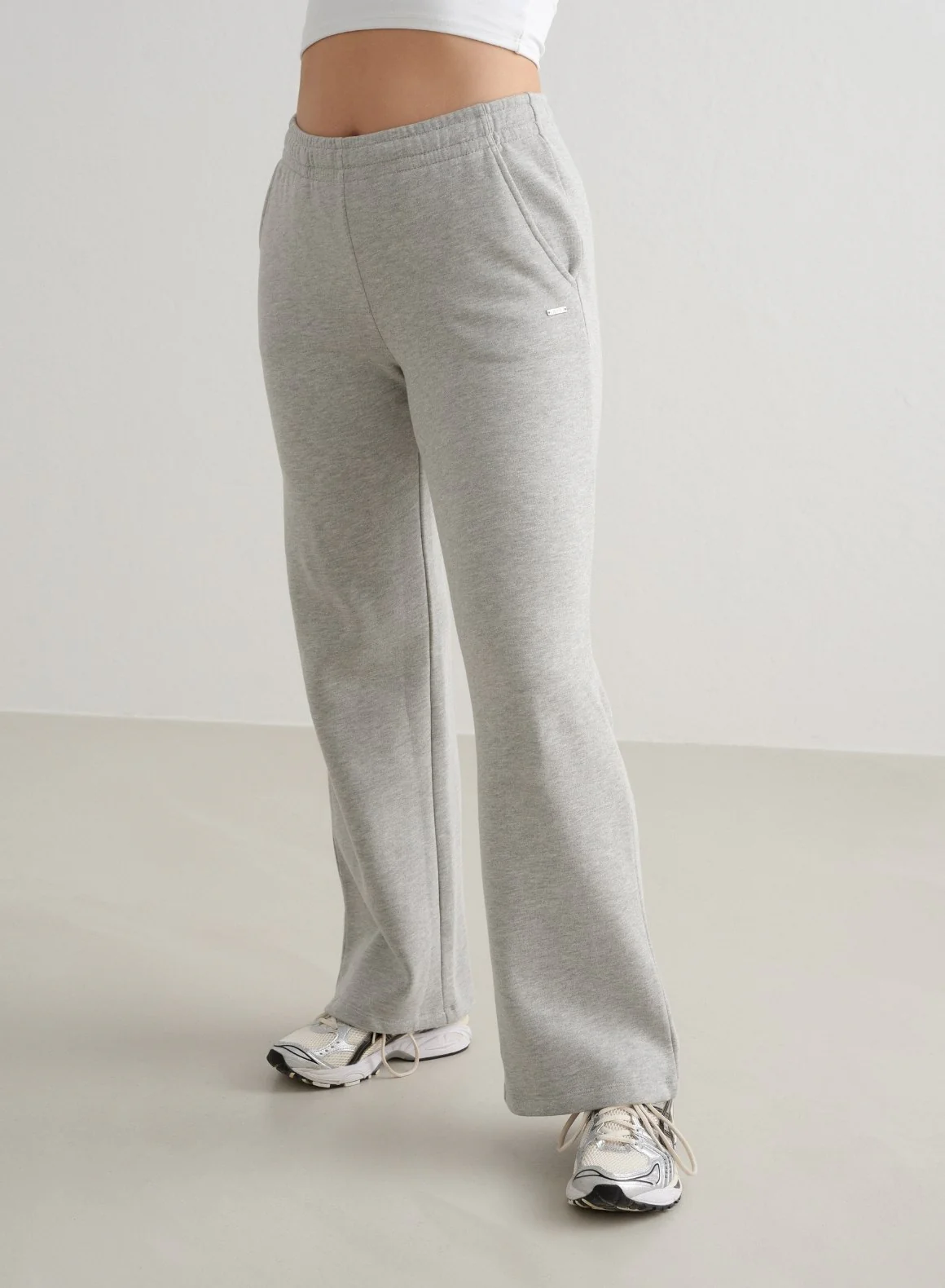 Grey Melange Wide Sweatpants - Image 2
