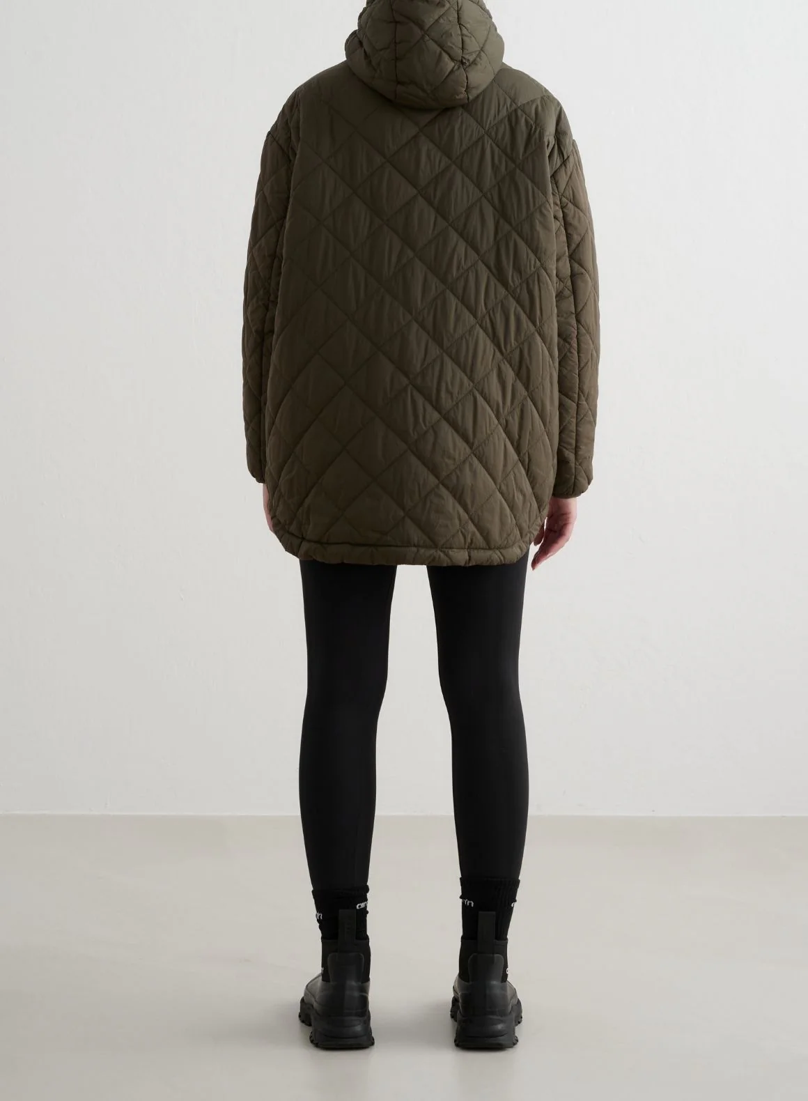 Khaki Oversized Quilted Anorak - Image 5