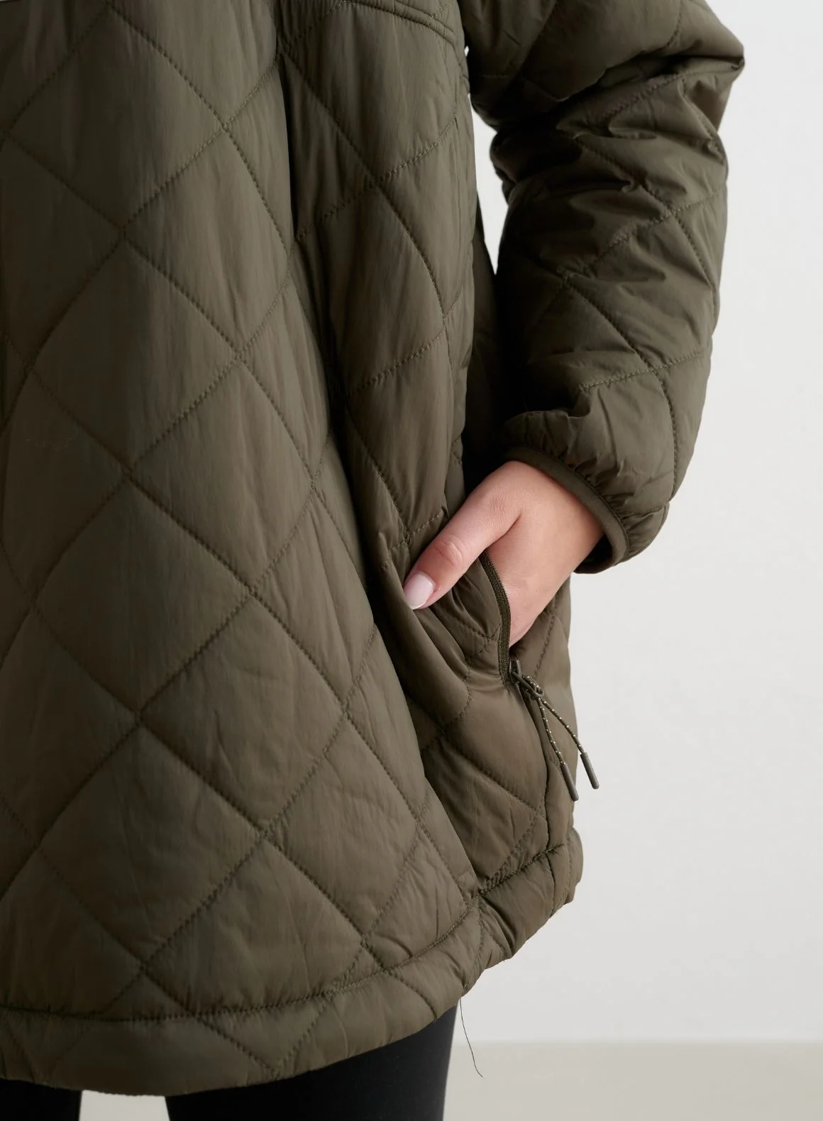 Khaki Oversized Quilted Anorak - Image 7