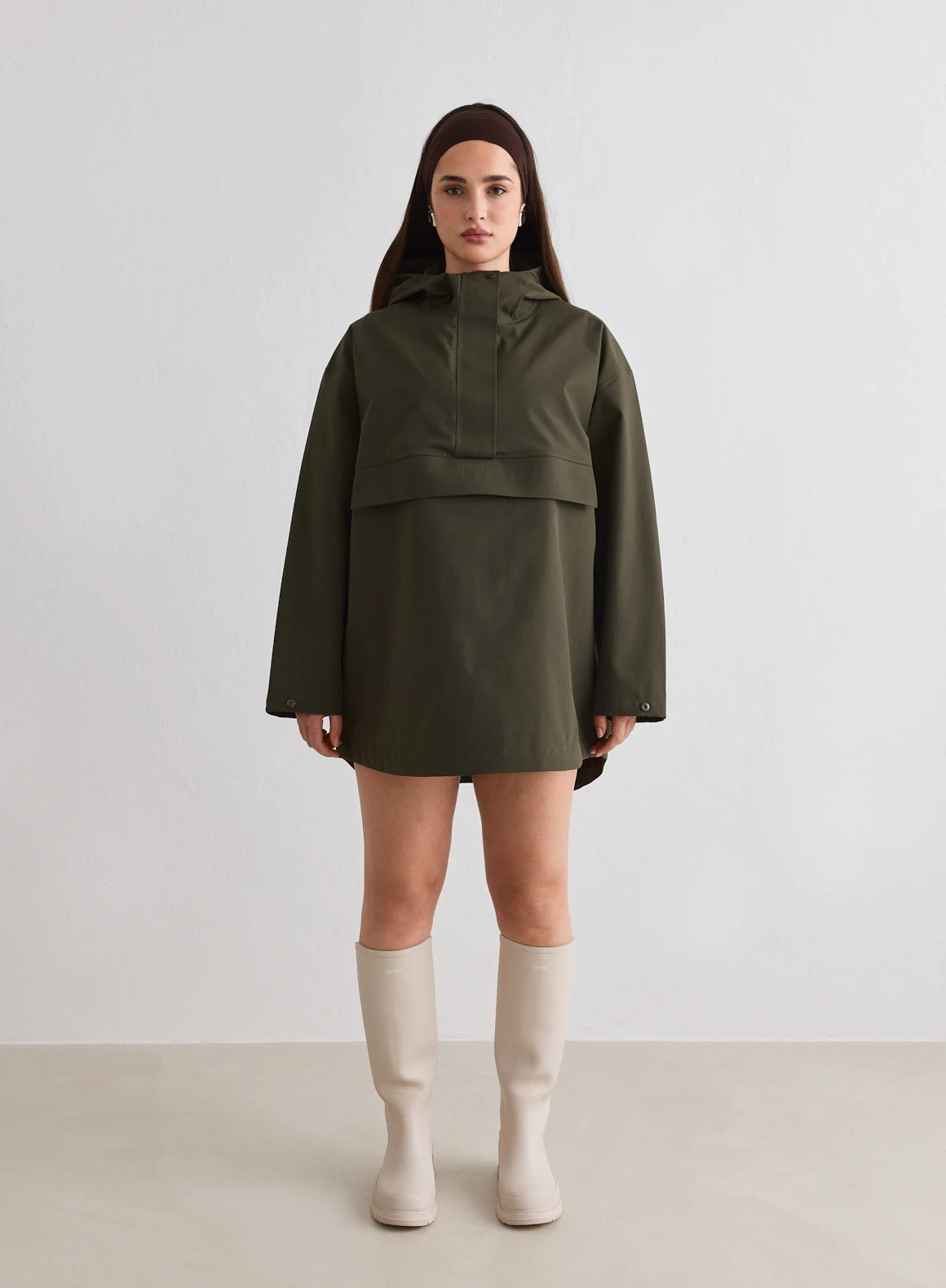 Khaki Waterproof Oversized Anorak - Image 4