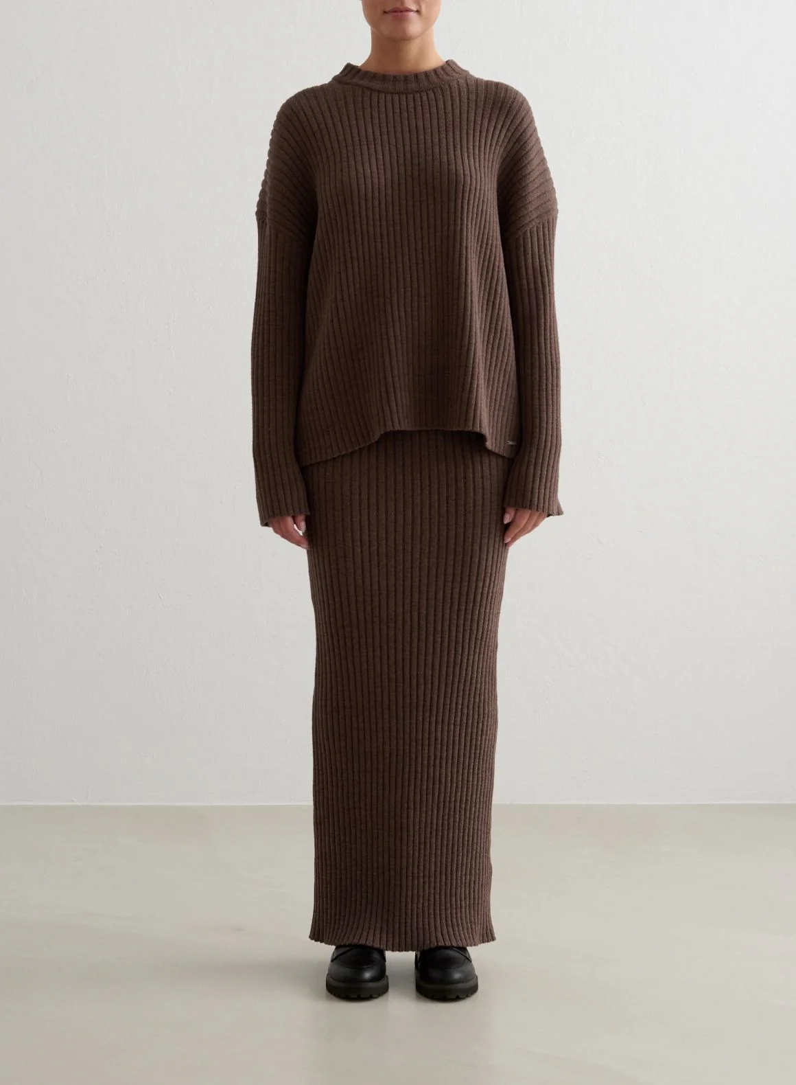 Macchiato Rib Knit Sweater & Skirt Set - Image 2
