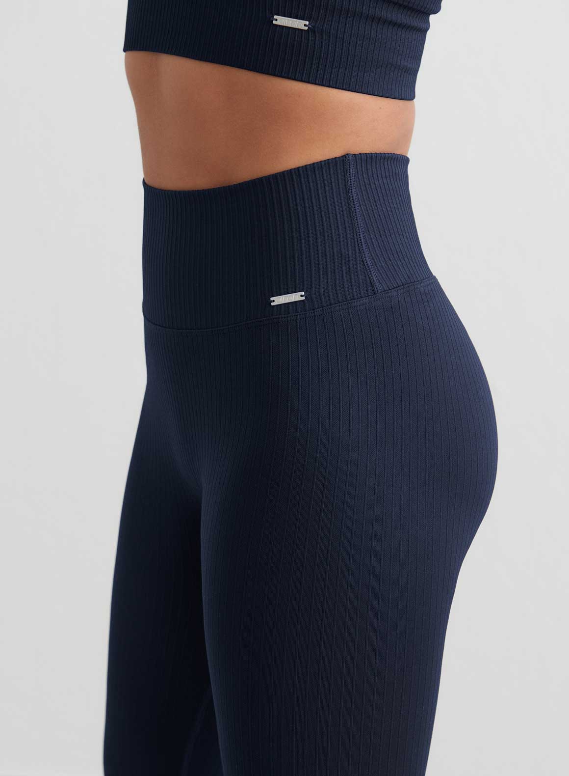 Navy Ribbed Seamless Tall Tights - Image 3