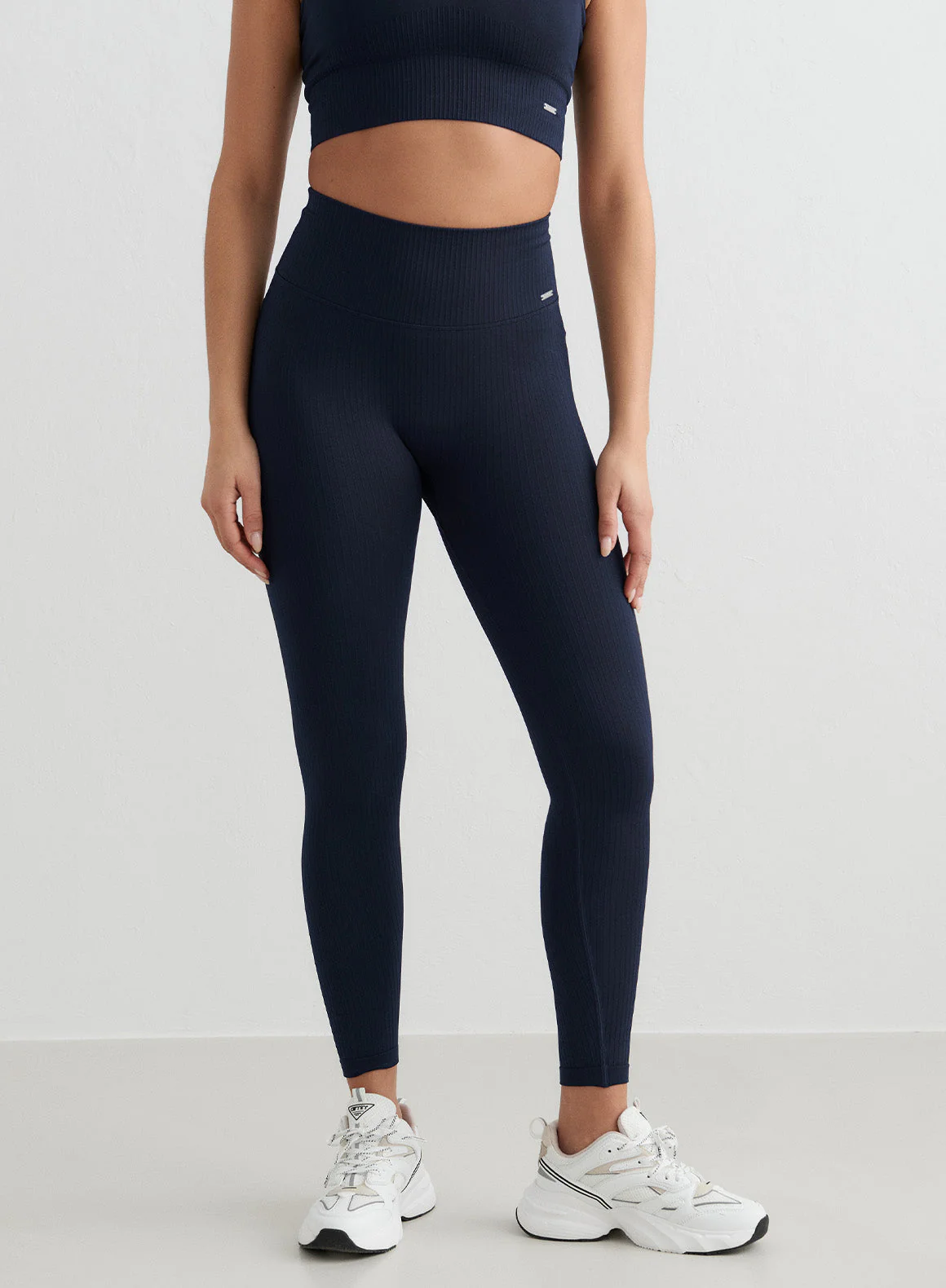 Navy Ribbed Seamless Tall Tights - Image 5