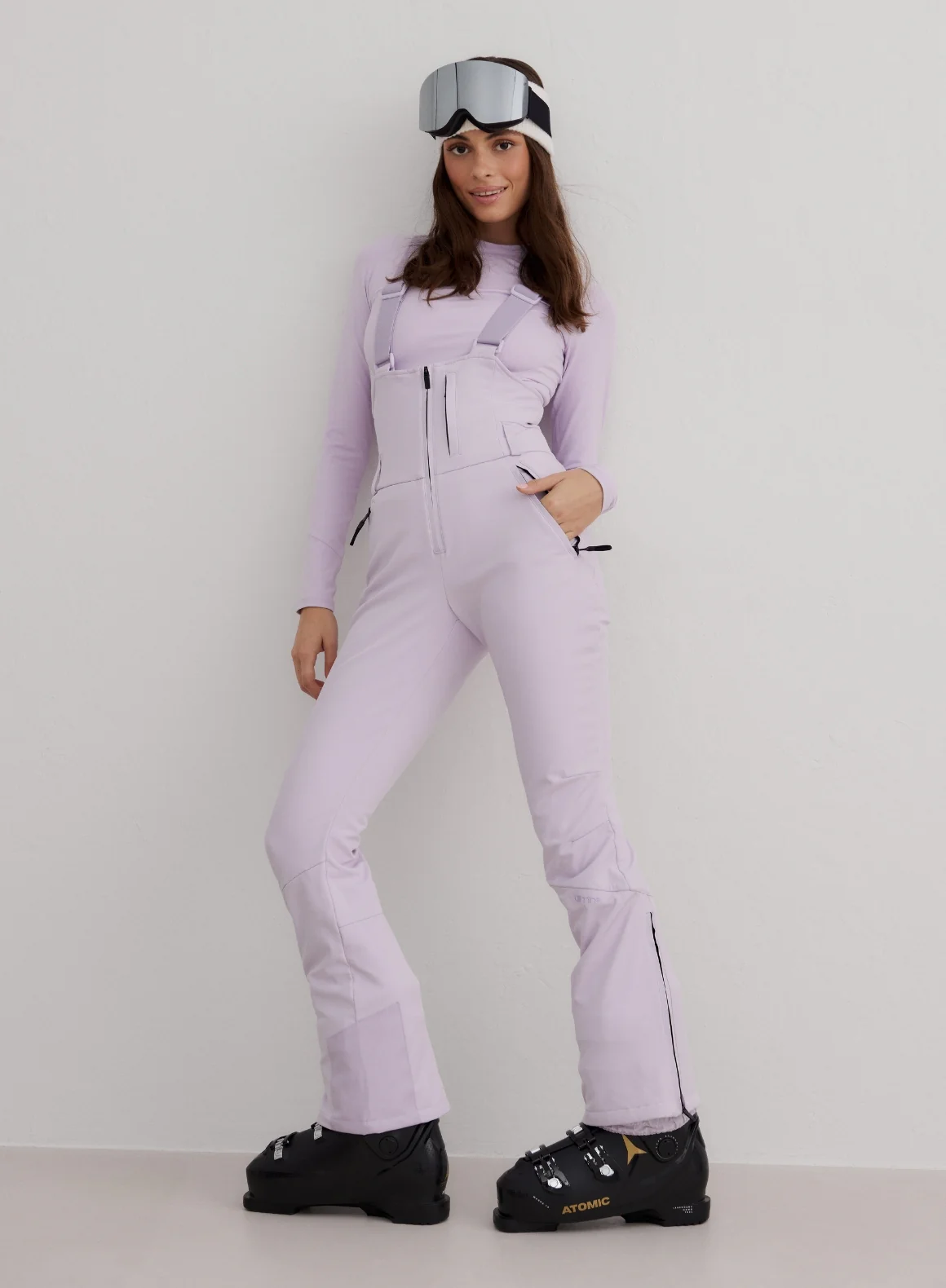 Pale Lavender Stretch Thermo Bib Pants - Image 2