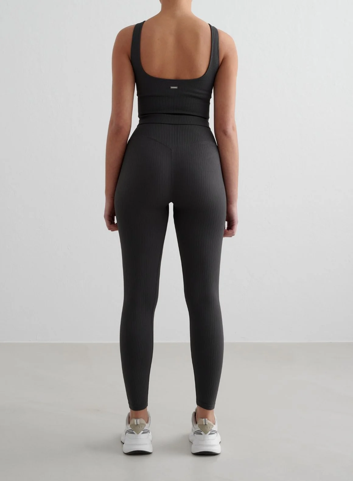 Shadow Grey Ribbed Seamless Tights