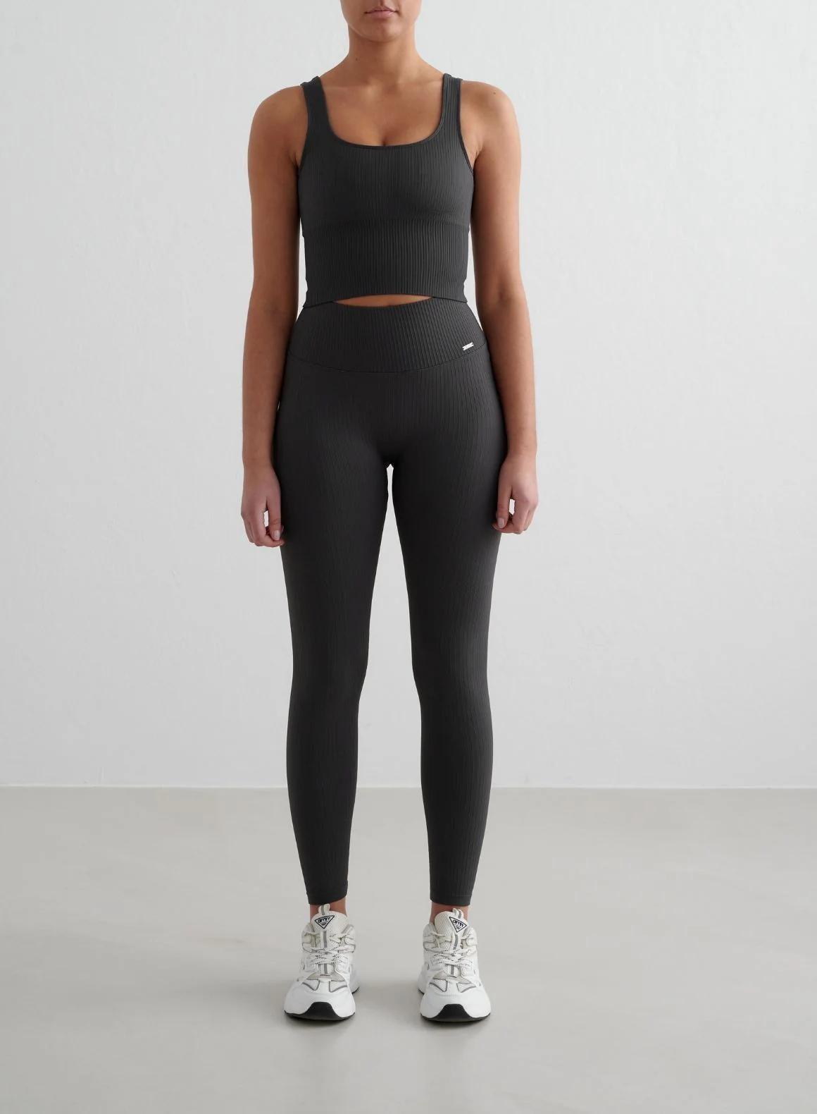 Shadow Grey Ribbed Seamless Tall Tights - Image 2
