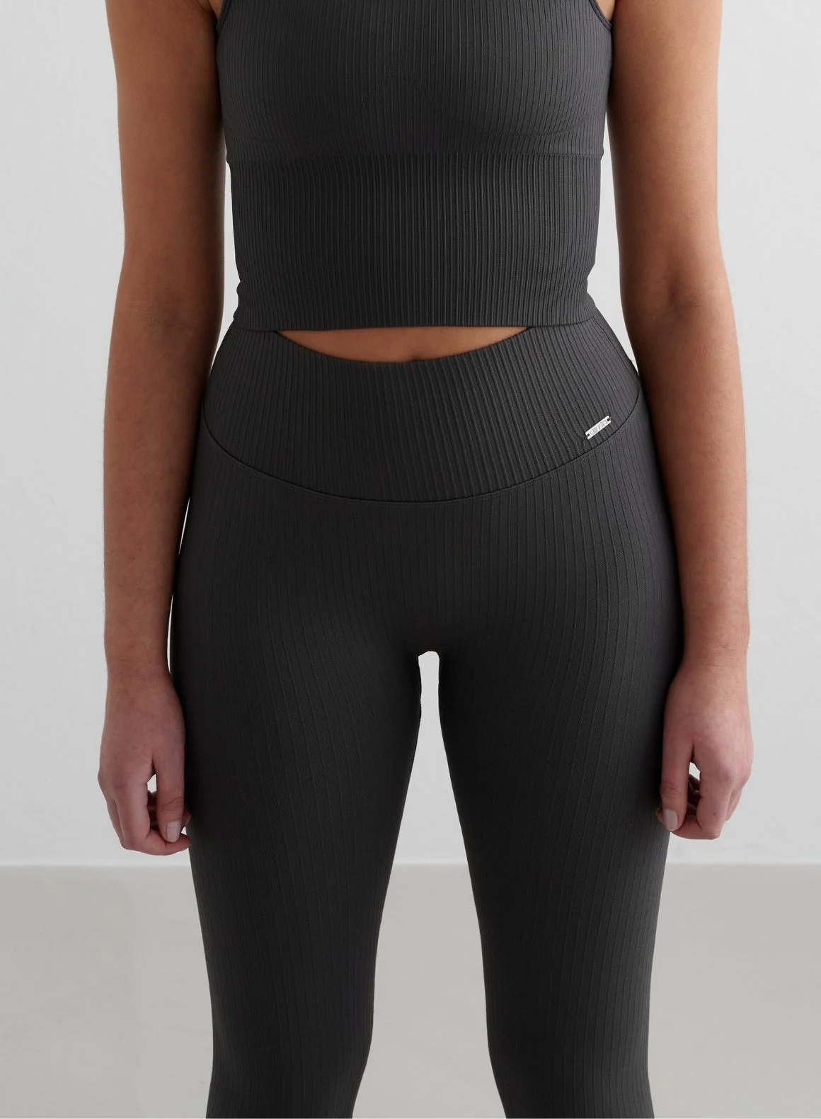 Shadow Grey Ribbed Seamless Tall Tights - Image 3